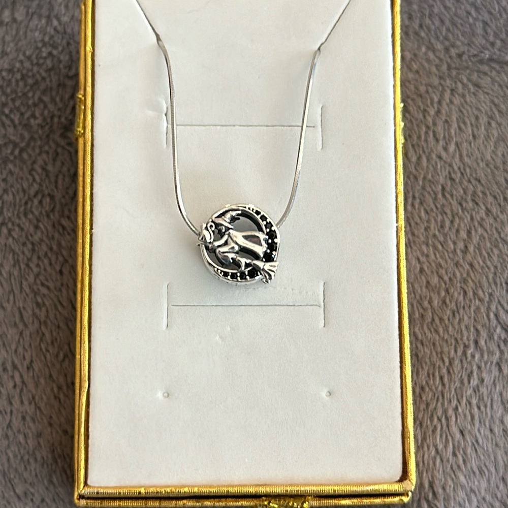 NWOT 925 silver pendant with black stones and chain